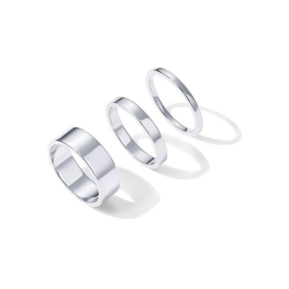 Set of 3 silver rings - Picture 1 of 4